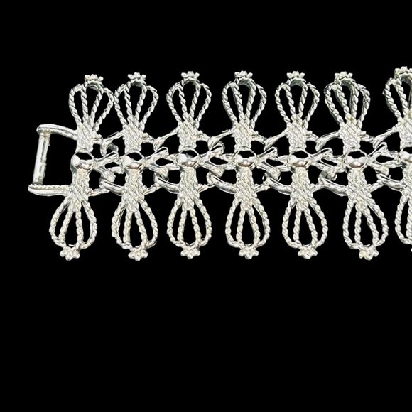 Emmons Chunky Silver Tone Open Work Link Bracelet (4680) - Picture 8 of 8